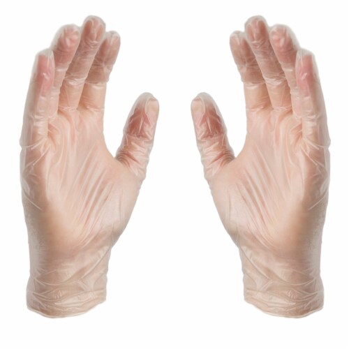 AMMEX Vinyl, Latex Free, Powder Free, Medical Disposable Gloves, X-Large, Clear, 100/Box Perspective: back
