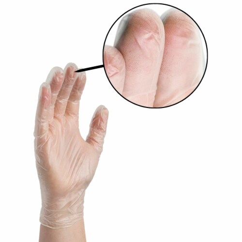 AMMEX Vinyl, Latex & Powder Free, Medical Disposable Gloves, Medium, Clear, 100/Box (2-Pack) Perspective: back