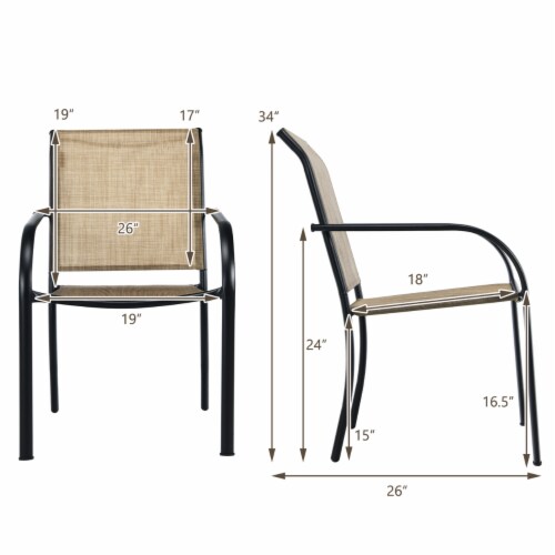 Garden treasures pelham bay stackable steel dining chair with tan sling best sale seat