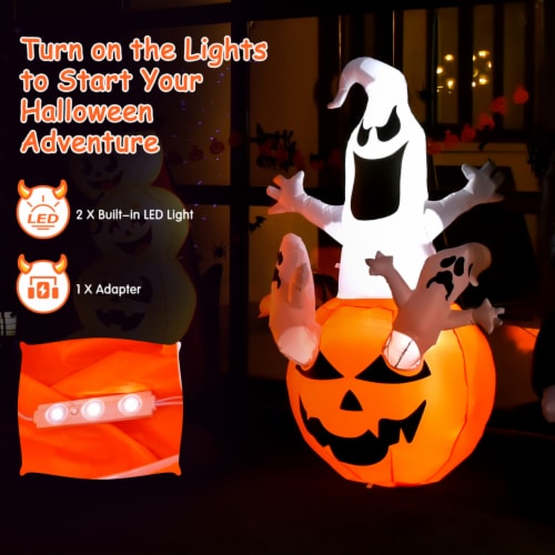 Costway 6FT Halloween Inflatable Ghost Pumpkin-Halloween Blow Up Yard Decoration Perspective: back
