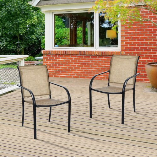 Set of 16 Patio Dining Chairs Stackable Armrest Backrest no Assembly, 1