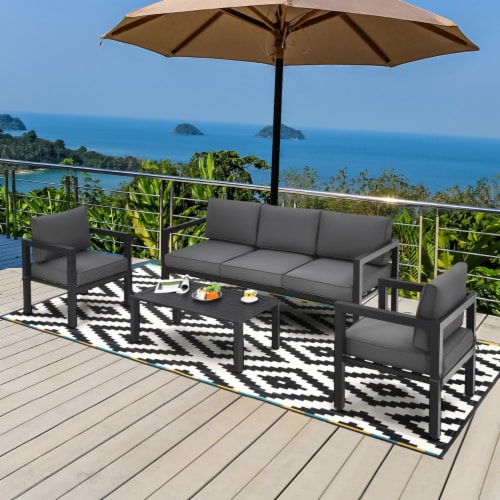 Costway 4Piece Outdoor Patio Furniture Set Sectional Sofa Set Coffee