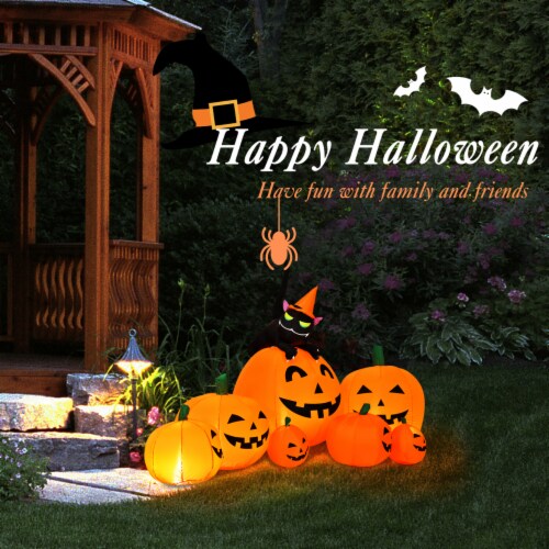 Halloween 7.5 FT Inflatable Pumpkin Combo Decoration w/ Witch Black Cat Perspective: back