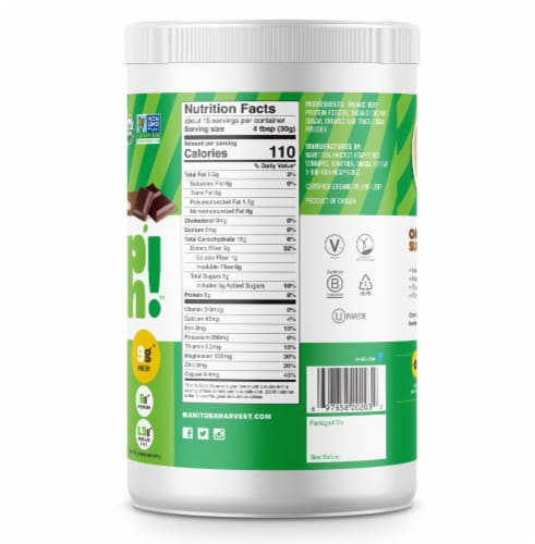 Manitoba Harvest Organic Dark Chocolate Hemp Protein Powder Perspective: back