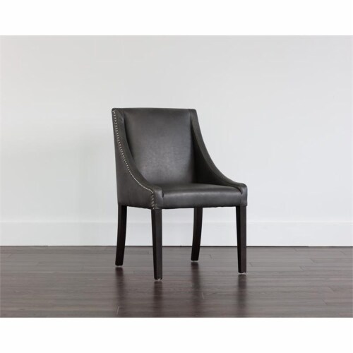 Sunpan Lucille 18  Modern Faux Leather Dining Chair in Gray/Espresso Perspective: back