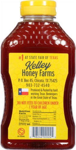 Kelley's Honey Raw & Unfiltered Local Texas Honey Perspective: back