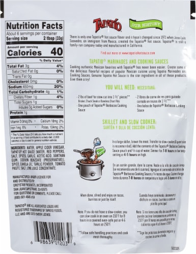 Tapatio Barbacoa Red Chile Cooking Sauce Perspective: back