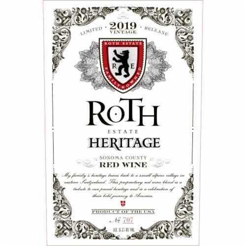 Roth Estate Heritage Limited Release Red Blend California Wine Perspective: back