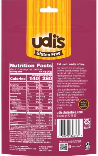Udi's Gluten Free Cranberry Granola Perspective: back