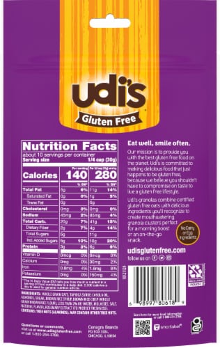Udi's Gluten Free Vanilla Granola Perspective: back