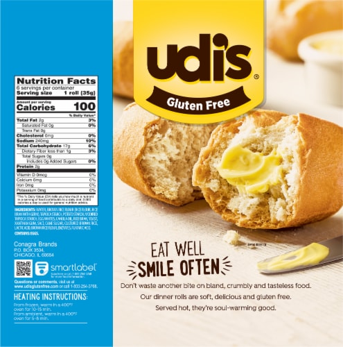 Udi's Gluten Free Classic French Dinner Rolls Perspective: back