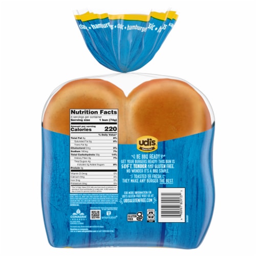 Udi's Gluten Free Frozen Classic Hamburger Buns Perspective: back