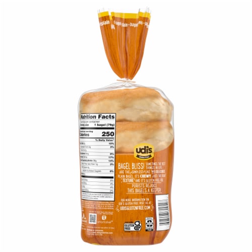 Udi's Gluten Free Frozen Plain Bagels Perspective: back