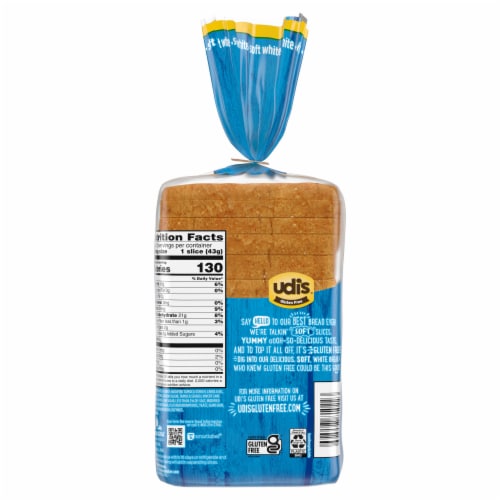 Udi's Gluten Free Frozen Delicious Soft White Sandwich Bread Perspective: back