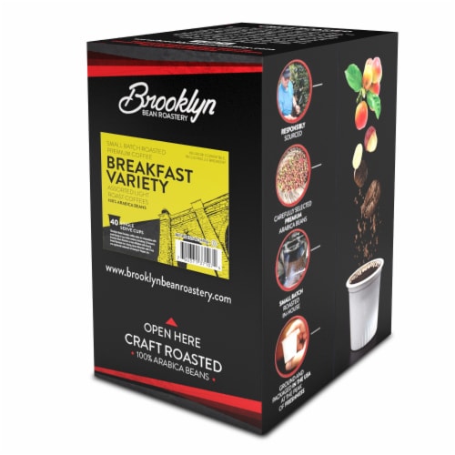 Brooklyn Beans Coffee Pods Breakfast Variety Sampler Pack Keurig K-Cups Maker, 40 count Perspective: back