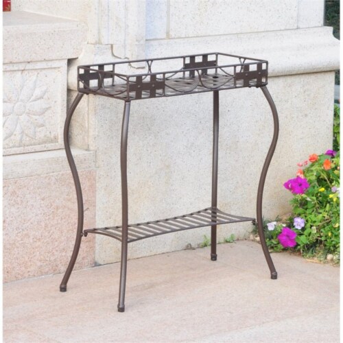 International Caravan Santa Fe Iron Nailhead Rectangular Plant Stand International Caravan Santa Fe Iron Nailhead Rectangular Plant Stand