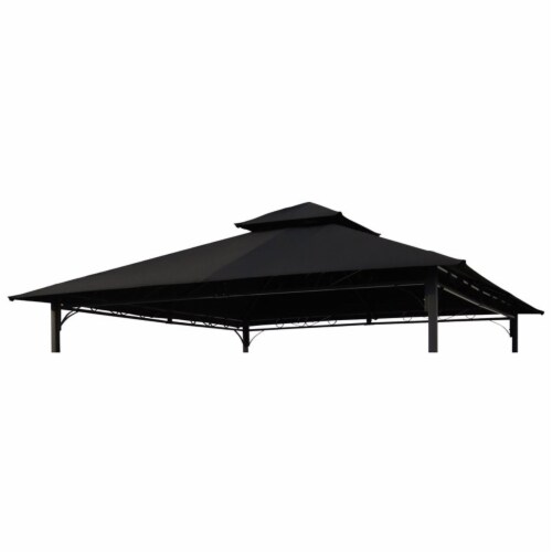 International Caravan YF-3136B-CNP- BK 10 ft. Gazebo Canopy St. Kitts Replacement Top, Black Perspective: back
