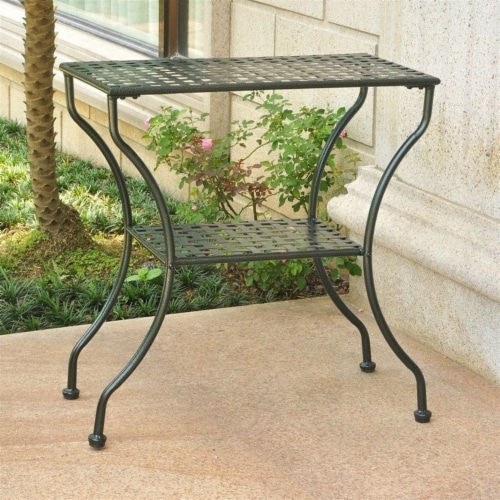 International Caravan Mandalay Iron Rectangular 2 Tier Table International Caravan Mandalay Iron Rectangular 2 Tier Table