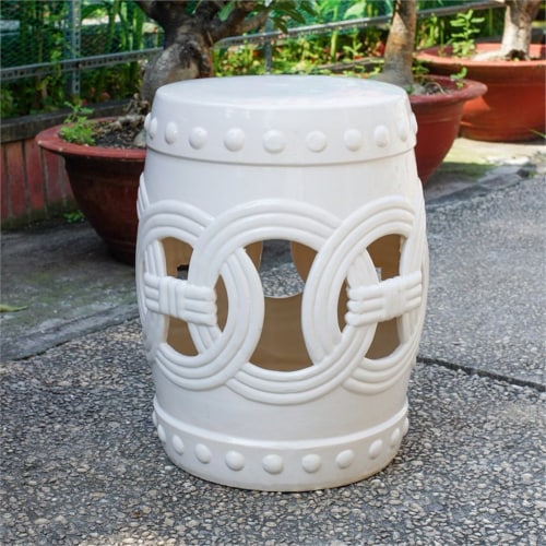 Infinity Chain Garden Stool - Antique White, 1 - Jay C Food