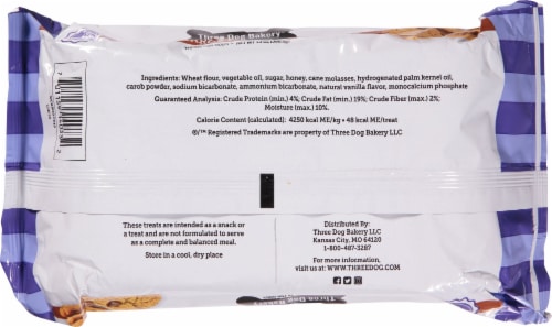 Three Dog Bakery® Cookies with Carob Flavored Chips Dog Treats Perspective: back