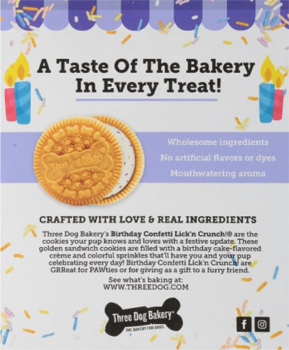 Three Dog Bakery® The Original Bakery for Dogs Birthday Confetti Lick'n Crunch!® Perspective: back