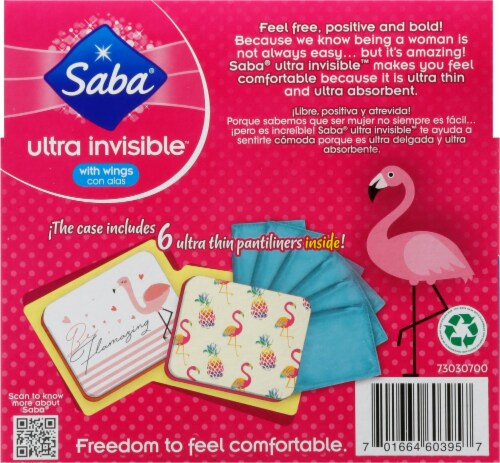 Saba® Ultra Thin with Wings Regular Panty Liners Perspective: back