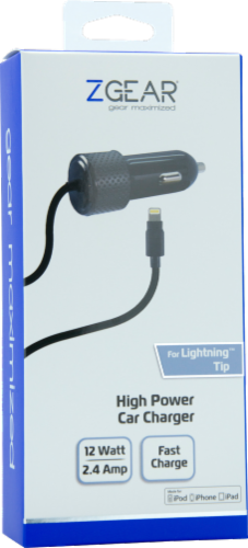 ZGear High Power Lightning Cable Car Charger - Black Perspective: back