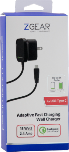 ZGear Quick Charge USB-C Wall Charger - Black Perspective: back