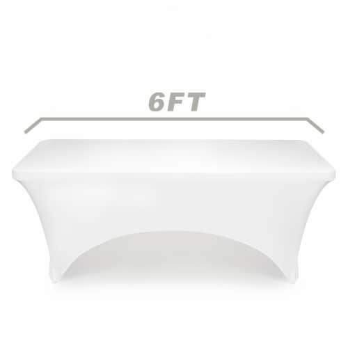 6' Rectangular Spandex Fitted Tablecloth - White by Lann's Linens Perspective: back