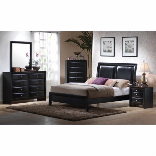 Bowery Hill 2 Drawer Nightstand with Tray in Black and Silver Perspective: back