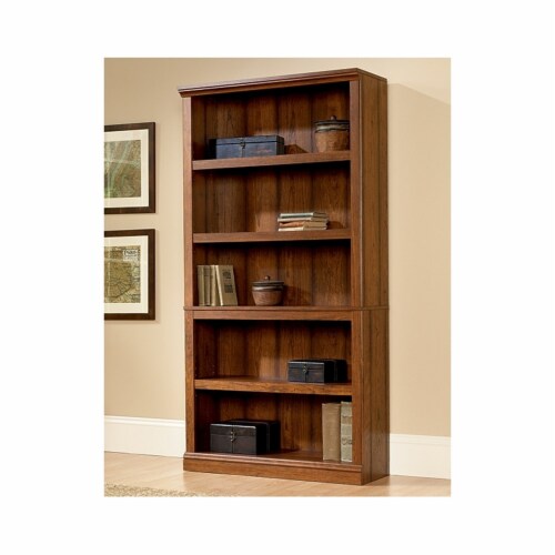 Pemberly Row Wooden 5 Shelf Bookcase in Washington Cherry Finish Perspective: back