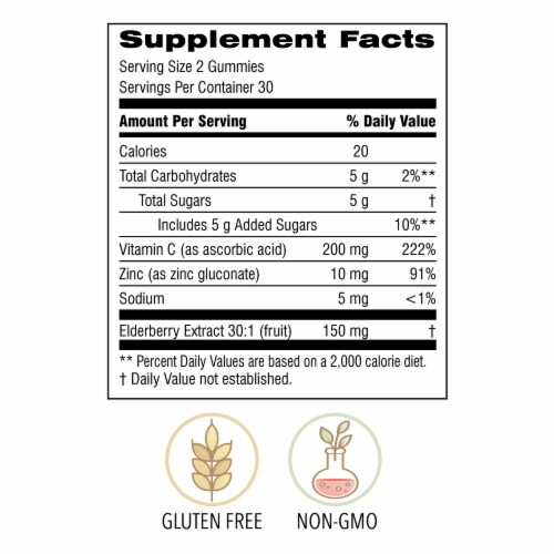 Botanic Choice  Elderberry Gummy Immune Support Herbal Supplement Perspective: back