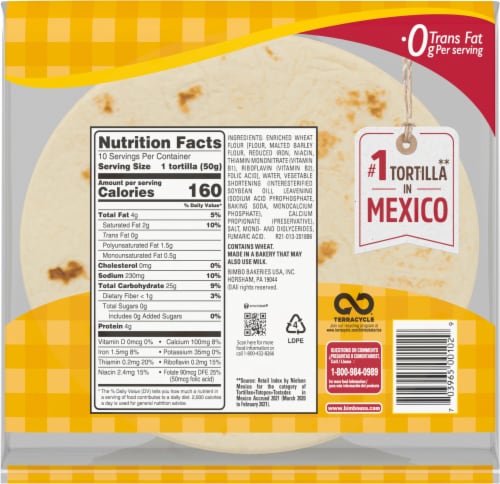 Tia Rosa® Soft Taco Size Flour Tortillas Perspective: back