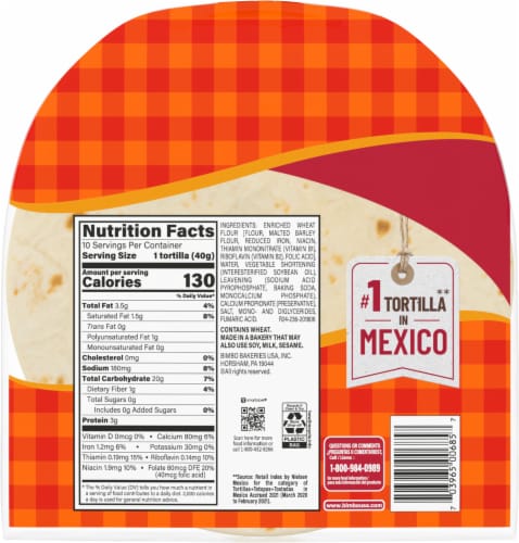 Tia Rosa® Fajita Size Flour Tortillas Perspective: back
