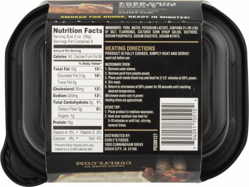 Curly's Sauceless Hickory Smoked and Seasoned Pulled Pork Perspective: back