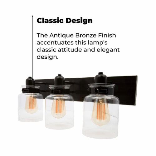 Wood Grip 4-Light Antique Bronze Bathroom Vanity Light Fixture Perspective: back