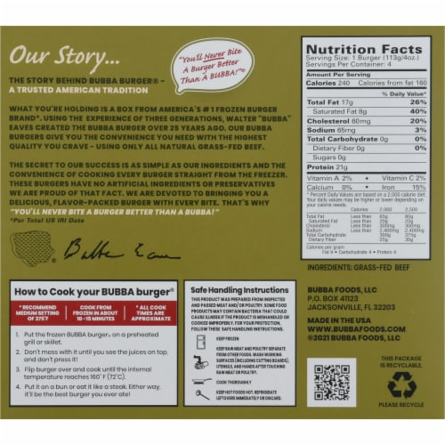 Bubba Burger Gluten Free Grass Fed Beef Burger Perspective: back