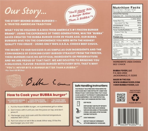 Bubba Burger® Original USDA Choice Beef Chuck Burgers Perspective: back