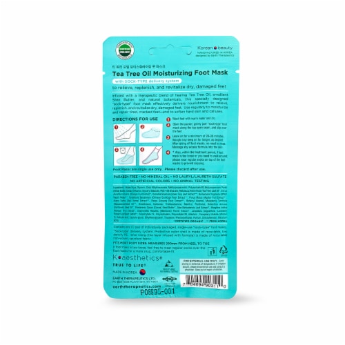 Earth Therapeutics® Tea Tree Oil Moisturizing Foot Mask Perspective: back