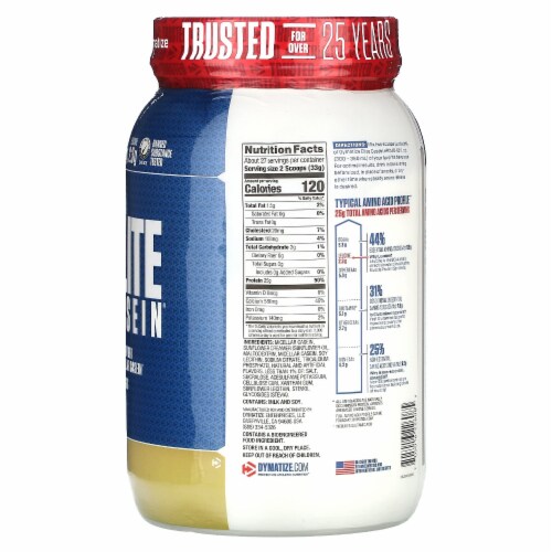 Dymatize® Elite Casein® Smooth Vanilla Protein Powder Perspective: back