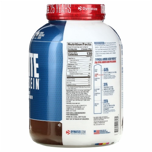 Dymatize Elite Casein Rich Chocolate - 4 lb (1.8 kg) Perspective: back