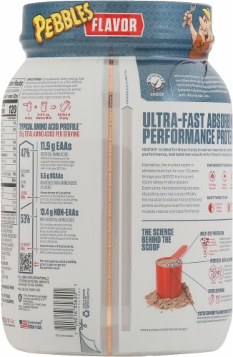 Dymatize® ISO 100® Hydrolyzed Cocoa Pebbles Whey Protein Powder Perspective: back