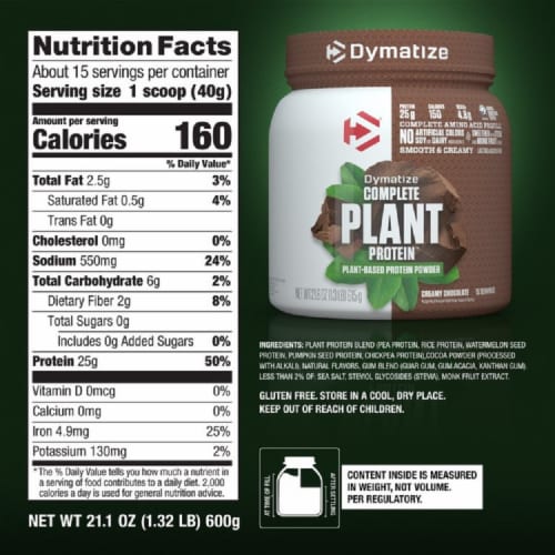 Dymatize Chocolate Complete Plant Protein Perspective: back