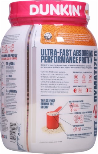 Dymatize® ISO100® Dunkin® Glazed Donut Flavored Protein Powder Perspective: back