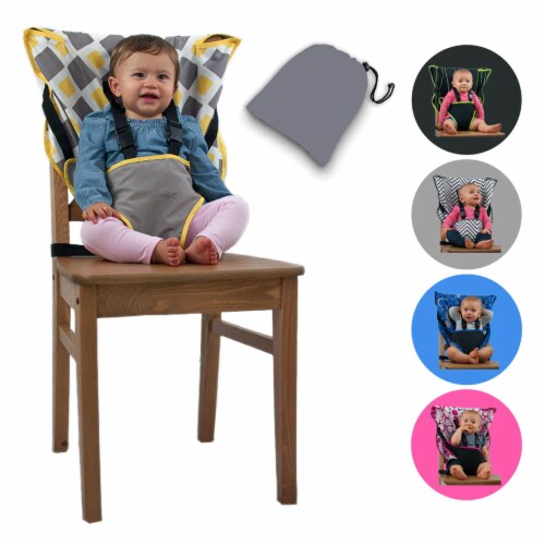 CozyBaby Portable Washable Travel Cloth Easy Seat High Chair, Charcoal Yellow Perspective: back