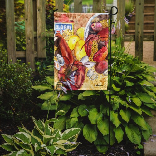 Carolines Treasures 8719GF Lobster with Old Bay Garden Flag Perspective: back