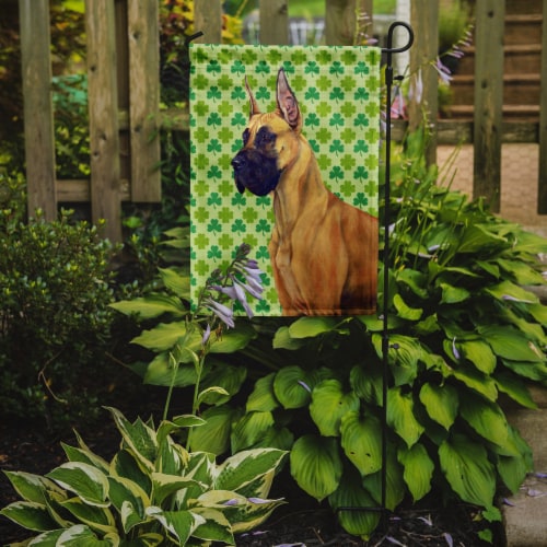 Carolines Treasures LH9175GF Great Dane St. Patrick's Day Shamrock Portrait Gar Perspective: back