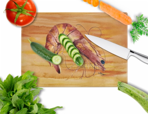Carolines Treasures  8140LCB Shrimp Glass Cutting Board Large Perspective: back