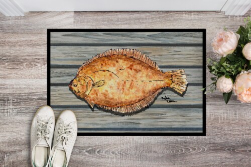 Carolines Treasures 8495-MAT Flounder Doormat 18x27 Perspective: back