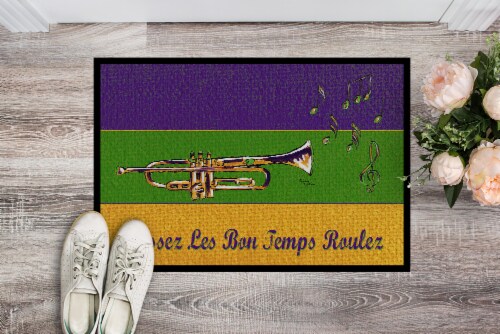 Carolines Treasures  8382MAT Mardi Gras Indoor or Outdoor Mat 18x27 Perspective: back